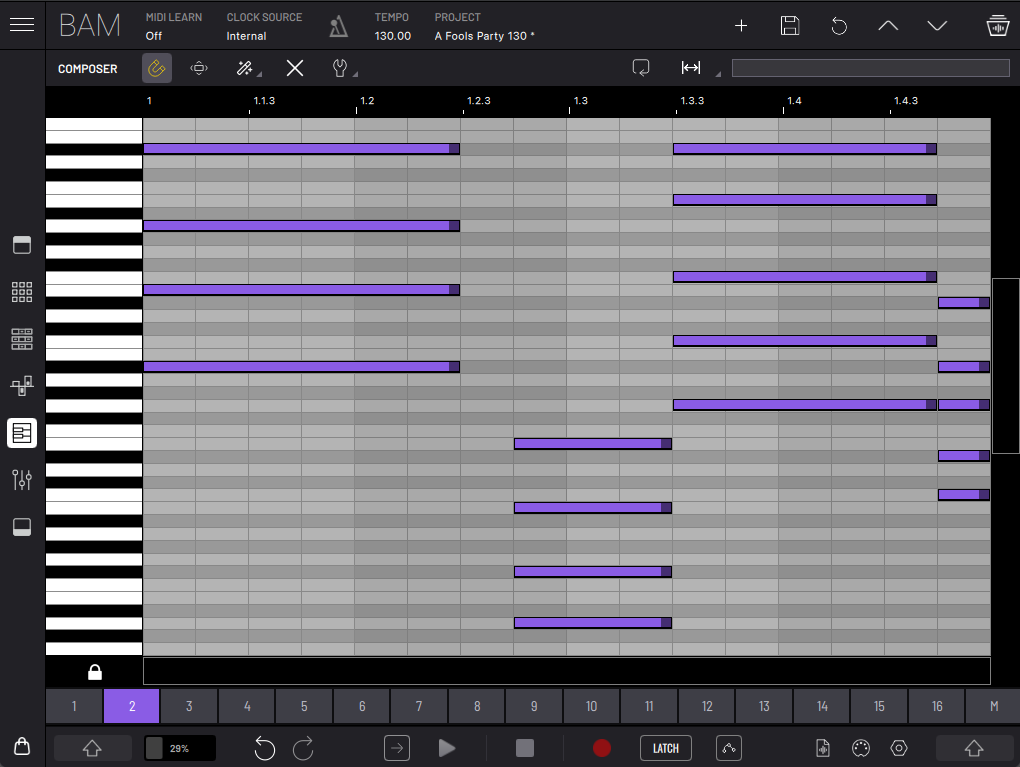 BAM Composer panel overview