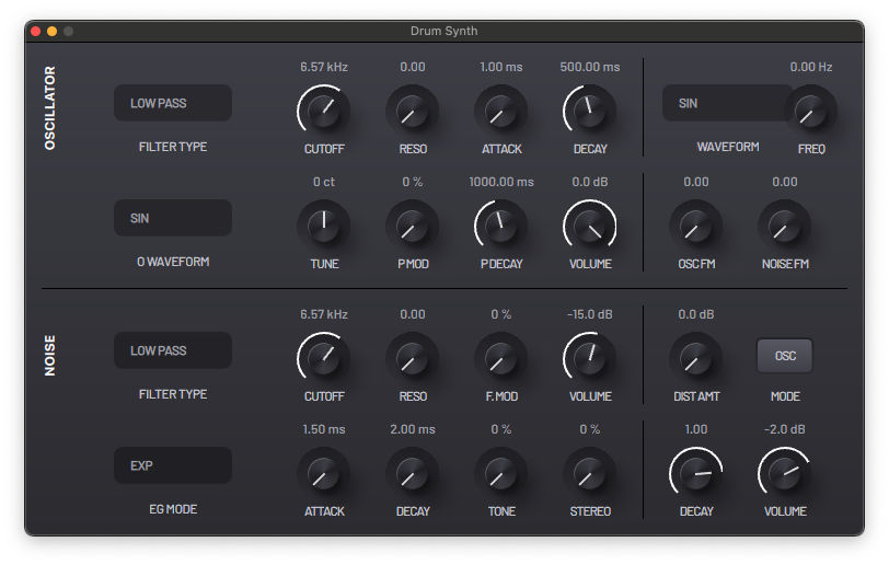 Drum synth interface