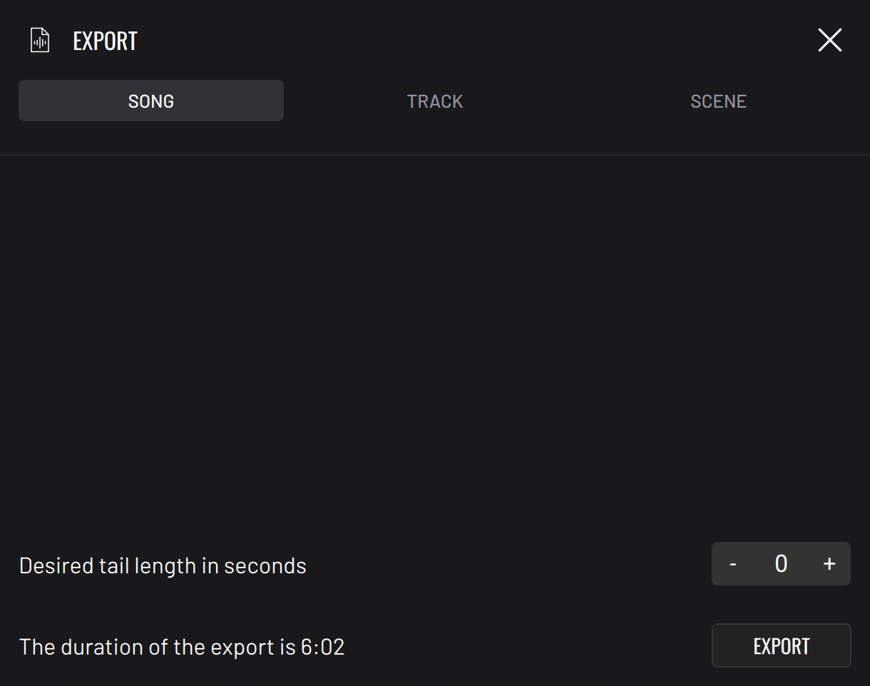 BAM Export menu