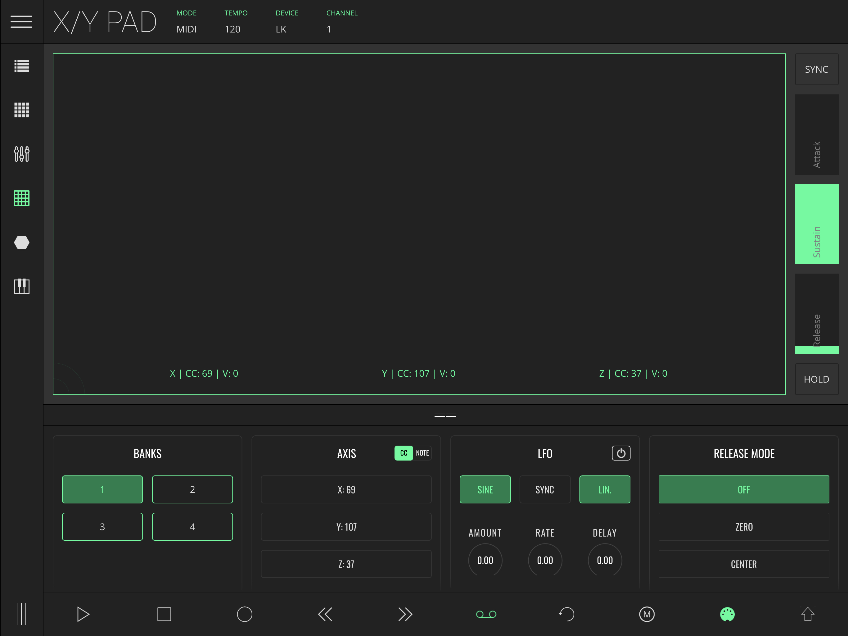 LK X/Y Modulation Control Pad Module